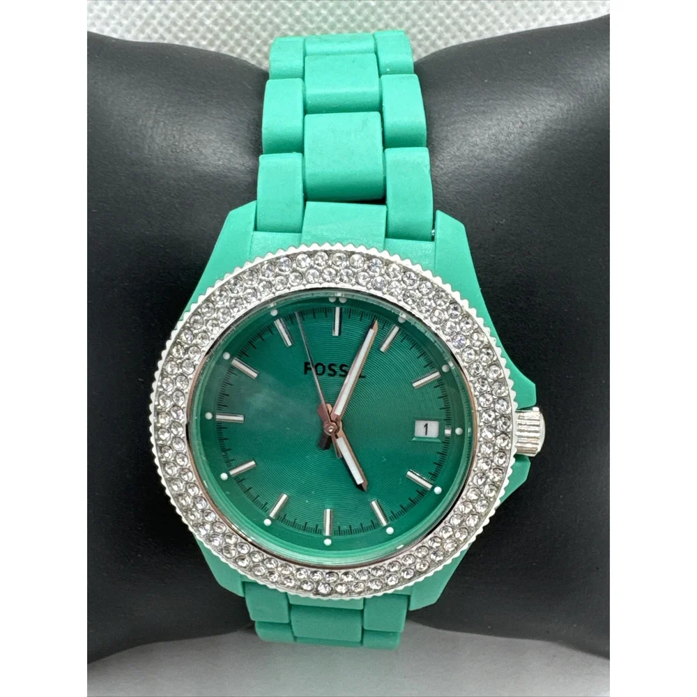 Fossil AM4468 Women's Green Resin Bracelet Analog Dial Quartz Wrist Watch AEA350